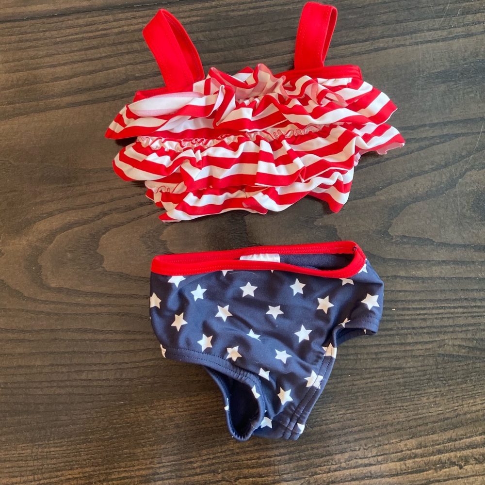 Carter’s Patriotic Bikini Swim Ruffle Two Piece Stars Stripes